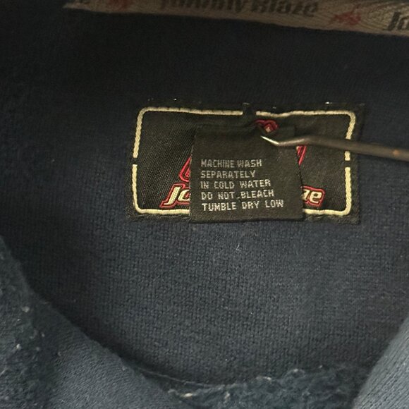 VTG Johnny Blaze Bulldog Hoodie Embroidered Graphic Navy Pullover Size XL - Picture 13 of 13